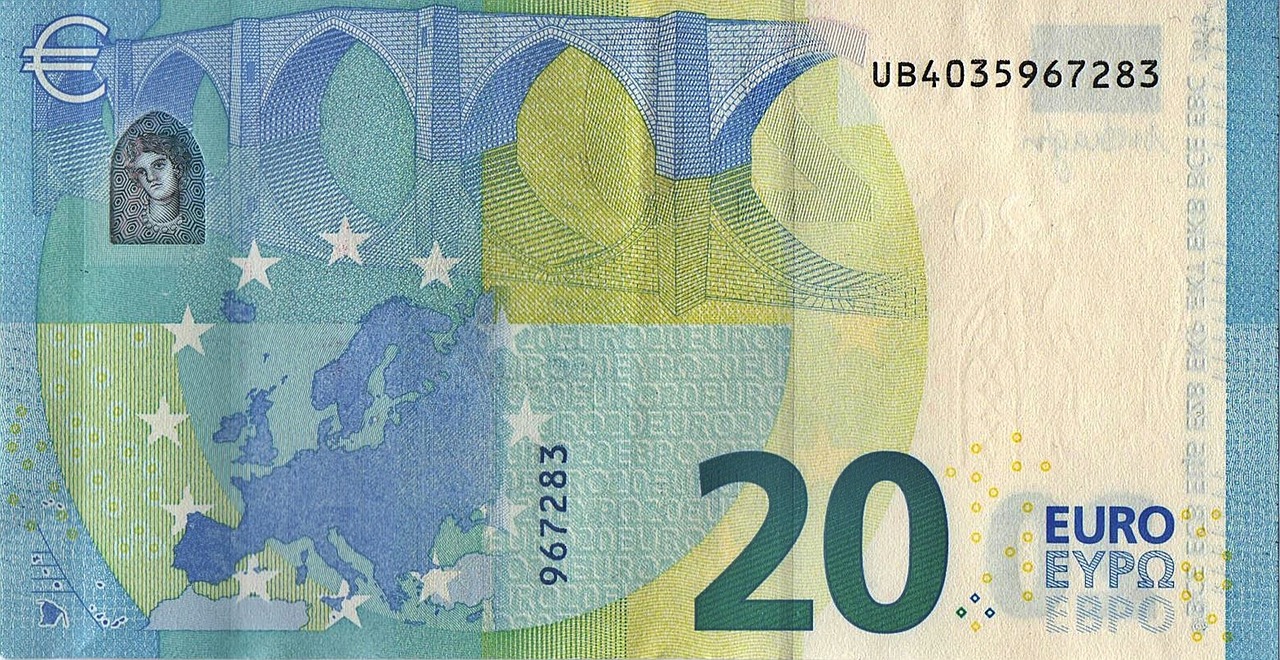 Banconota da 20 euro con firma "Duisenberg", simbolo di valore e rarità nel collezionismo.