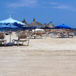 Viaggiatori felici in un mercato locale, circondati da prodotti a buon prezzo.