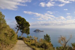 Vista panoramica dell'Isola d'Elba, con spiagge sabbiose e acque cristalline, meta ambita per le vacanze.